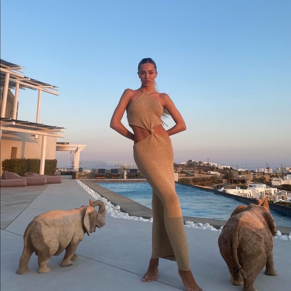 cult gaia Dresses & Skirts - ❌SOLD❌Cult Gaia Cameron Knit Cutout Dress Tan Camel XS